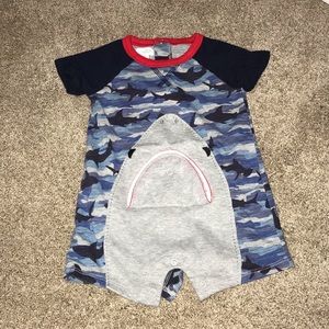 Baby boy shark romper